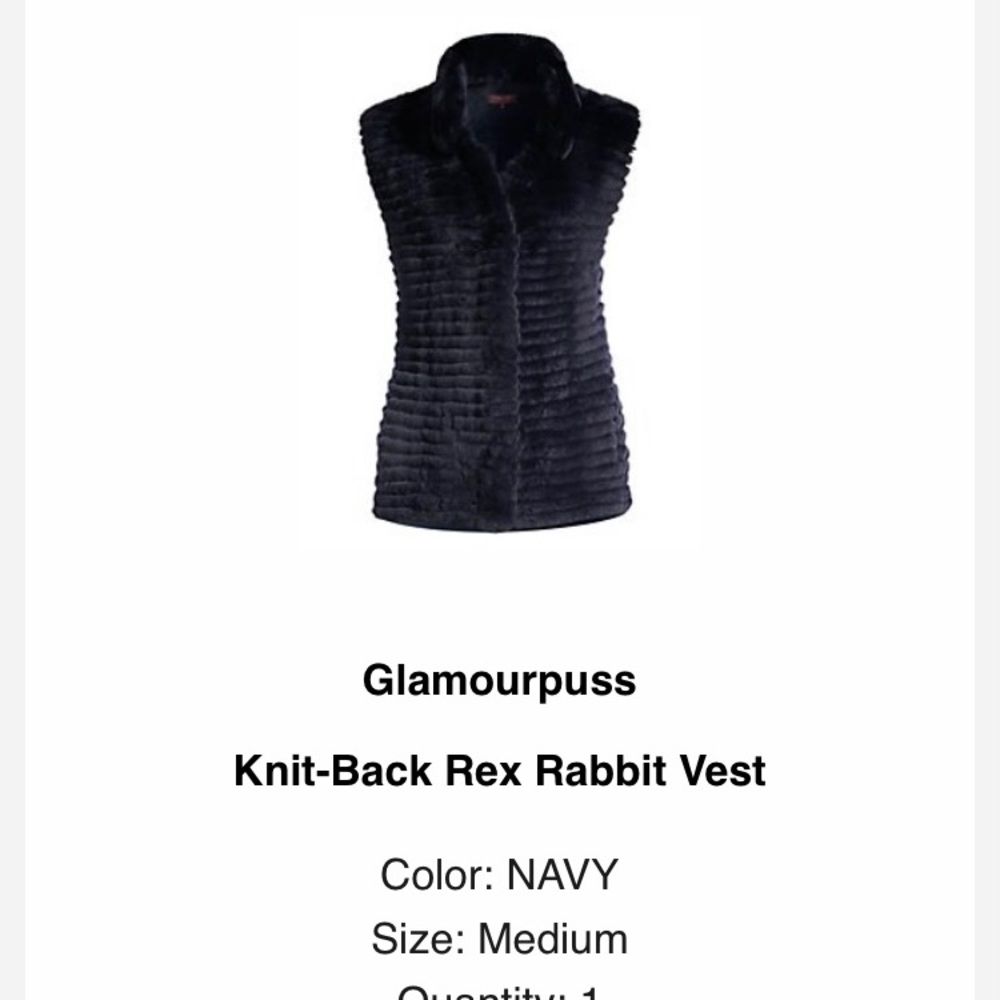 🔥 GLAMOURPUSS NAVY BLUE FUR AND WOOL KNIT VEST MEDIUM $995